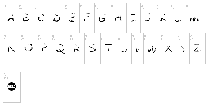 Comic Tragedy font map
